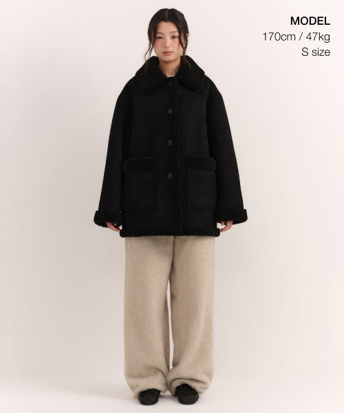 MUSINSA STANDARD WOMAN MUSINSA STANDARD WOMAN Reversible Synthetic Suede Shearling Half Coat (Size M)