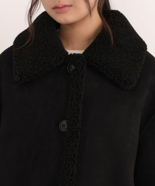 MUSINSA STANDARD WOMAN MUSINSA STANDARD WOMAN Reversible Synthetic Suede Shearling Half Coat (Size M)