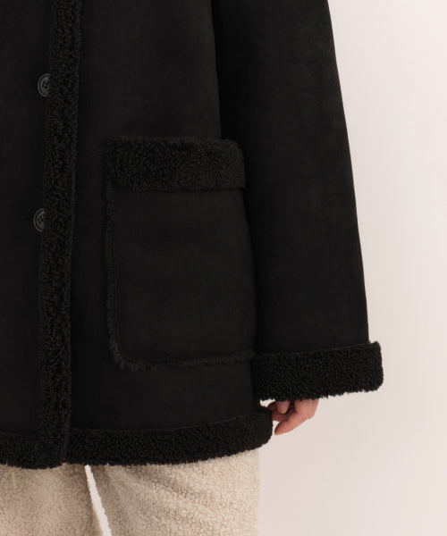 MUSINSA STANDARD WOMAN MUSINSA STANDARD WOMAN Reversible Synthetic Suede Shearling Half Coat (Size M)