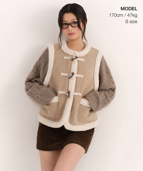 MUSINSA STANDARD WOMAN MUSINSA STANDARD WOMAN Women's Synthetic Suede Shearling Toggle Vest (Size M)