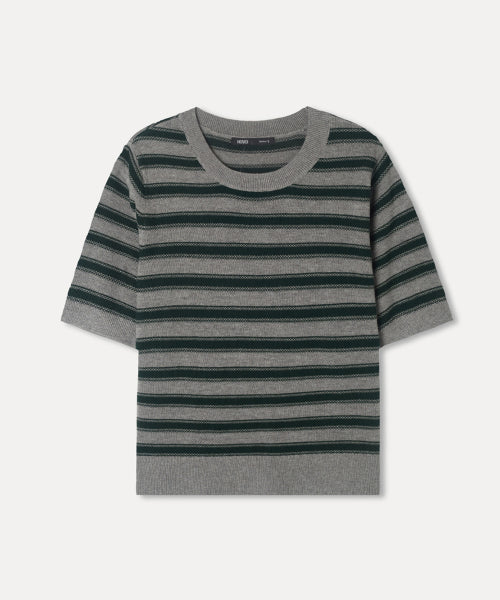 MIXXO MIXXO Knitwear Striped Short Sleeve Pullover