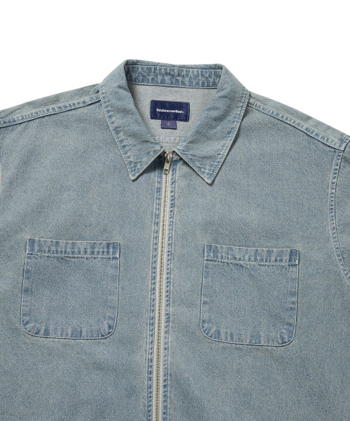 THISISNEVERTHAT THISISNEVERTHAT Washed Denim Zip Shirt Washed Blue