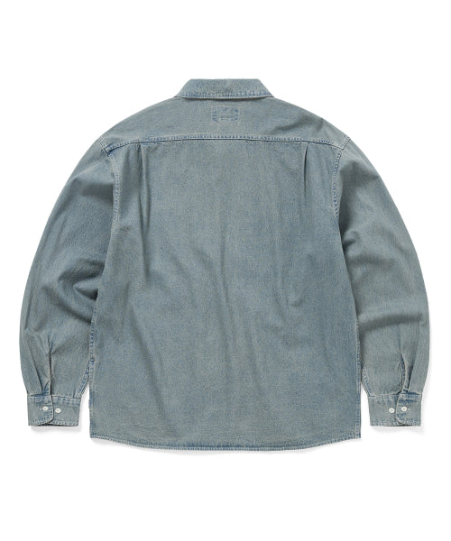 THISISNEVERTHAT THISISNEVERTHAT Washed Denim Zip Shirt Washed Blue