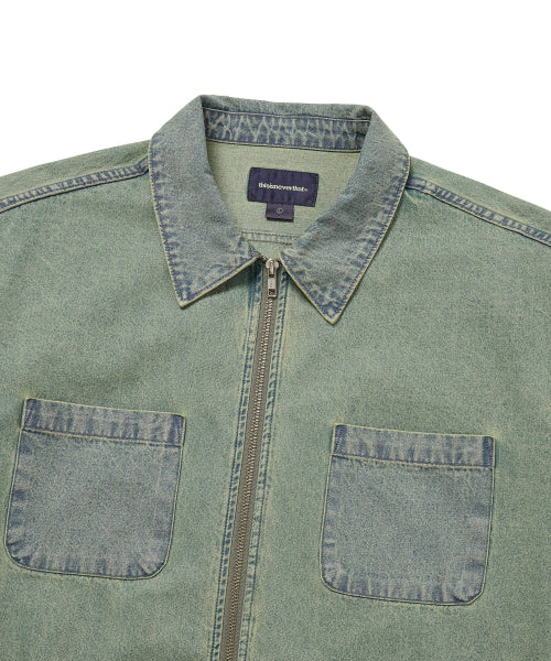 THISISNEVERTHAT THISISNEVERTHAT Washed Denim Zip Shirt Size