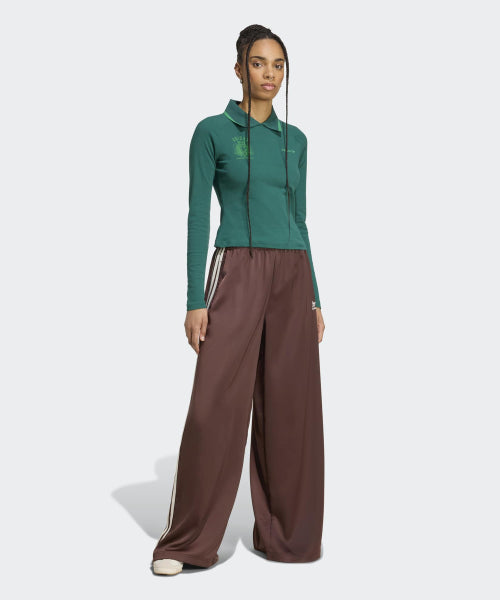 ADIDAS ADIDAS Satin Wide Leg Track Pants - Brown:Cream White