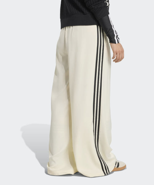 ADIDAS ADIDAS Satin Wide Leg Track Pants - Cream White:Black