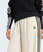 ADIDAS ADIDAS Satin Wide Leg Track Pants - Cream White:Black