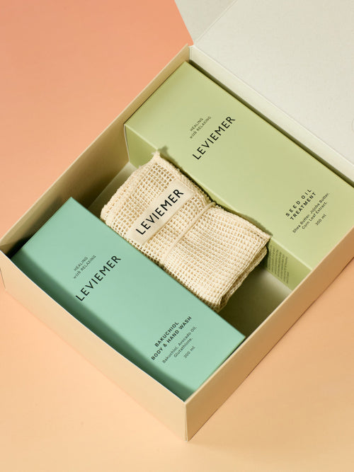 LEVIEMER [Gift Set] Seed Oil Treatment & Bakuchiol Body Hand Wash + Shower Towel + Gift Box