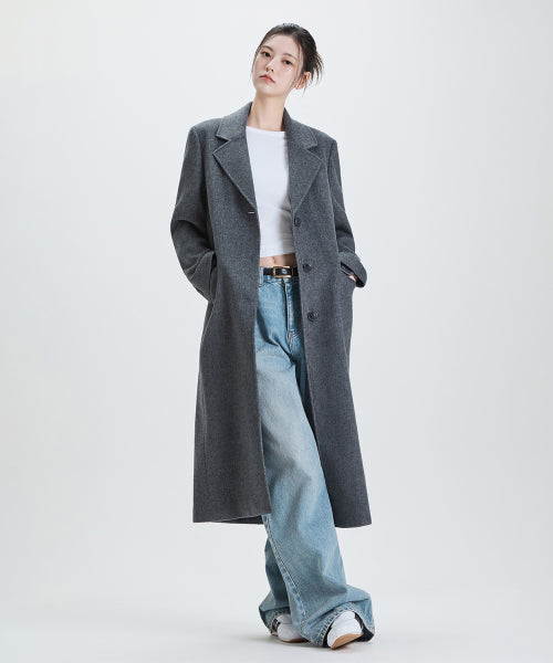 MIXXO MIXXO Wool Blended Single Long Coat (C)