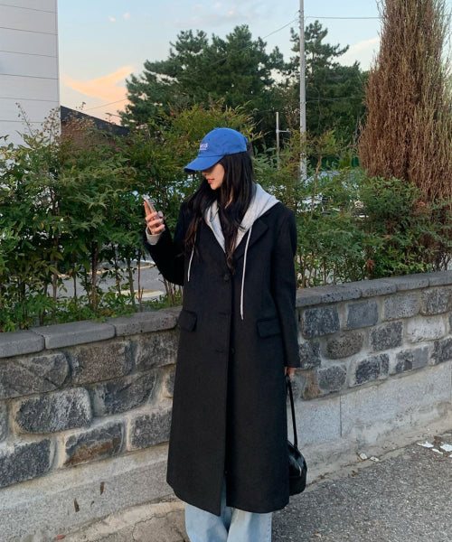 MIXXO MIXXO Wool Blended Single Long Coat (C)