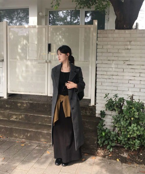 MIXXO MIXXO Wool Blended Single Long Coat (C)