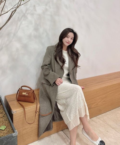 MIXXO MIXXO Wool Blended Single Long Coat (C)