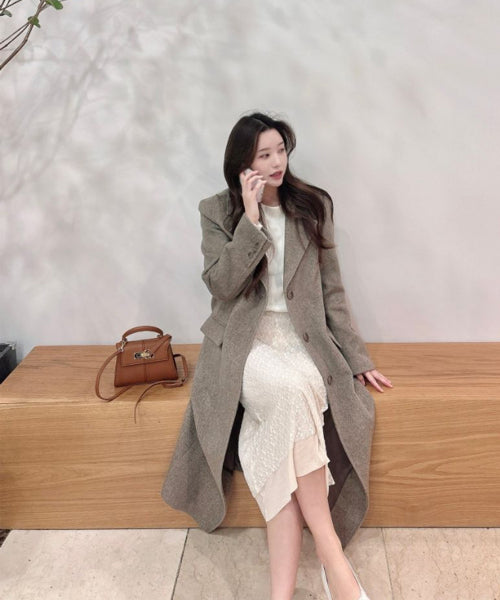 MIXXO MIXXO Wool Blended Single Long Coat (C)