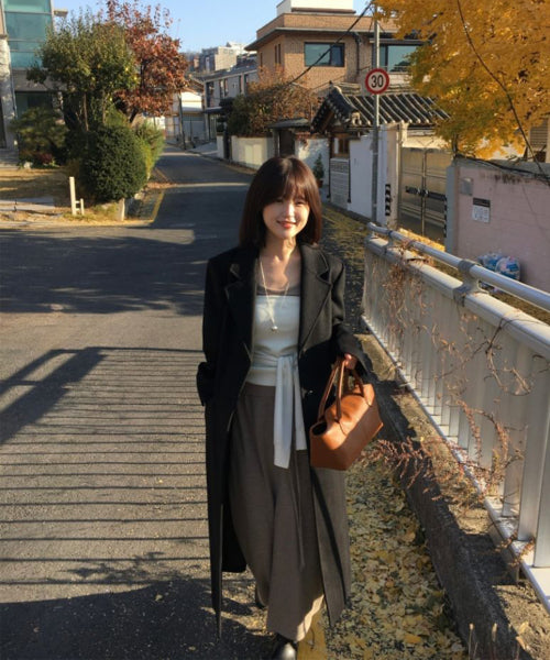 MIXXO MIXXO Wool Blended Single Long Coat (C)