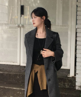 MIXXO MIXXO Wool Blended Single Long Coat (C)