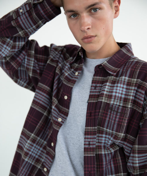 THISISNEVERTHAT THISISNEVERTHAT Flannel Check Shirt Burgundy