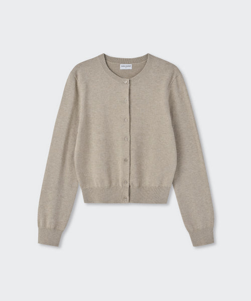 MUSINSA STANDARD WOMAN MUSINSA STANDARD WOMAN Cardigan Round Neck (Heather Light Beige)