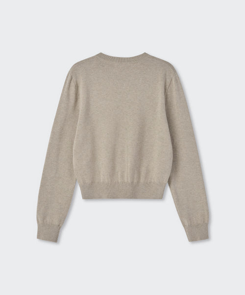 MUSINSA STANDARD WOMAN MUSINSA STANDARD WOMAN Cardigan Round Neck (Heather Light Beige)