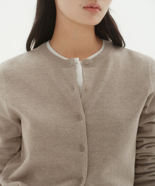 MUSINSA STANDARD WOMAN MUSINSA STANDARD WOMAN Cardigan Round Neck (Heather Light Beige)