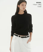 MUSINSA STANDARD WOMAN MUSINSA STANDARD WOMAN Women's Washable Supima Cotton Crew Neck Knit [Black] - Size M