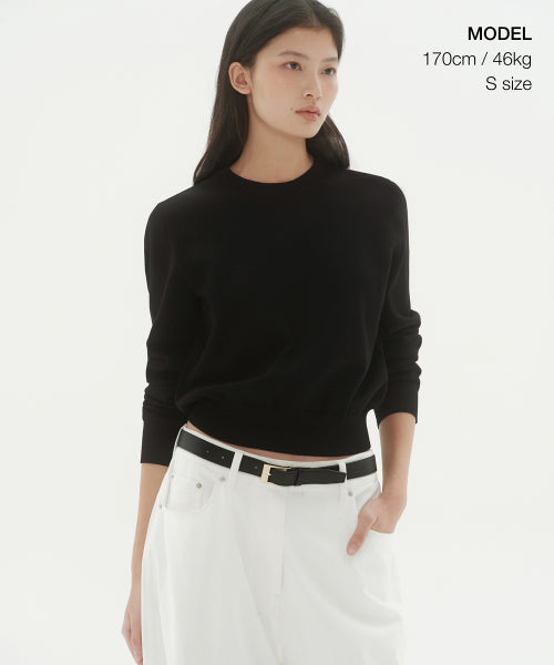 MUSINSA STANDARD WOMAN MUSINSA STANDARD WOMAN Women's Washable Supima Cotton Crew Neck Knit [Black] - Size M