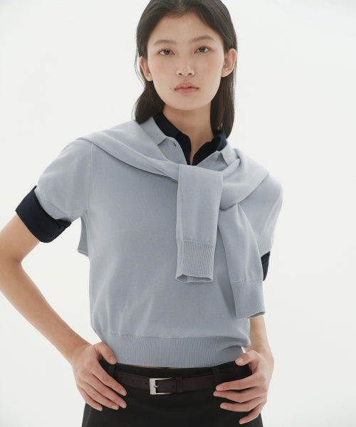 MUSINSA STANDARD WOMAN MUSINSA STANDARD WOMAN Women's Polo Shirt Ash Light Blue