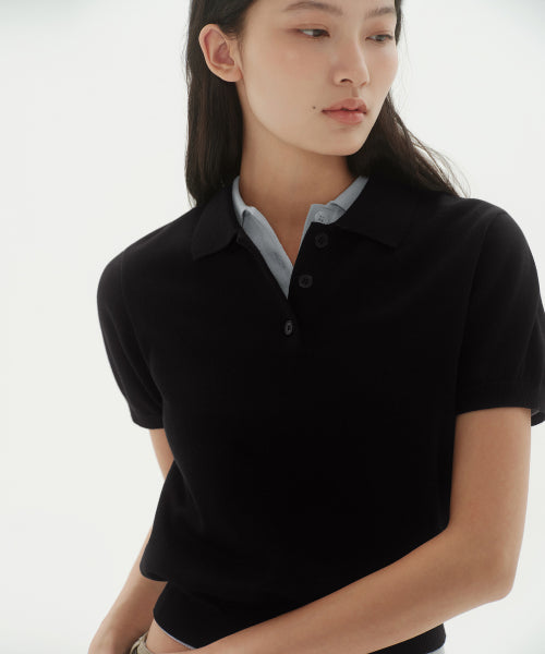 MUSINSA STANDARD WOMAN MUSINSA STANDARD WOMAN Women's Polo Shirt [Black]