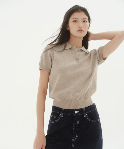 MUSINSA STANDARD WOMAN MUSINSA STANDARD WOMAN Women's Polo Shirt Heather Light Beige