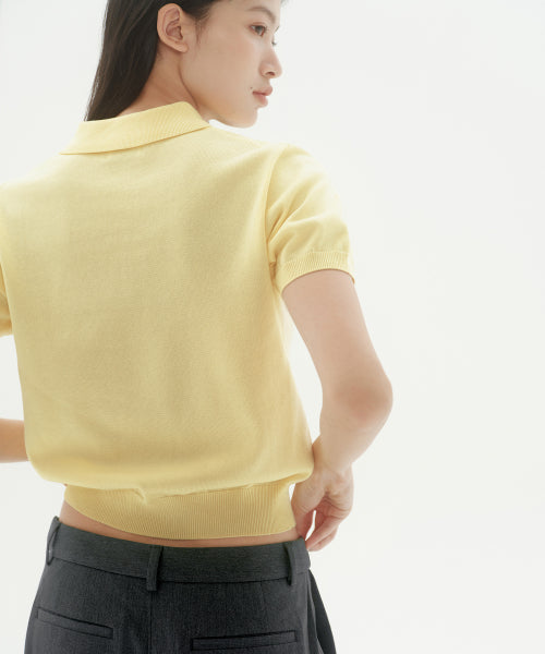 MUSINSA STANDARD WOMAN MUSINSA STANDARD WOMAN Women's Washable Supima Cotton Knitted Polo Shirt [Lemon]