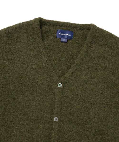 THISISNEVERTHAT THISISNEVERTHAT Hairy Knit Cardigan Olive Green