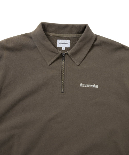 THISISNEVERTHAT THISISNEVERTHAT Half Zip Polo Sweatshirt Dark Mocha