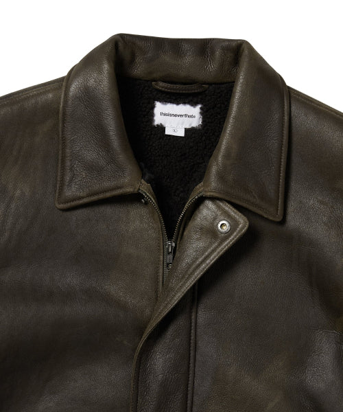 THISISNEVERTHAT THISISNEVERTHAT Washed Shearling Jacket Olive