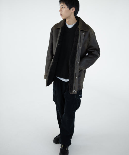 THISISNEVERTHAT THISISNEVERTHAT Washed Shearling Jacket Olive