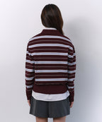 MUSINSA STANDARD WOMAN MUSINSA STANDARD WOMAN Women's Multi-Stripe Collared Knit [Burgundy] Size