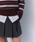 MUSINSA STANDARD WOMAN MUSINSA STANDARD WOMAN Women's Multi-Stripe Collared Knit [Burgundy] Size