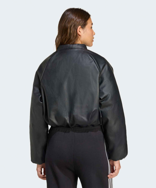 ADIDAS ADIDAS Faux Leather Bomber Jacket - Black