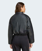 ADIDAS ADIDAS Faux Leather Bomber Jacket - Black