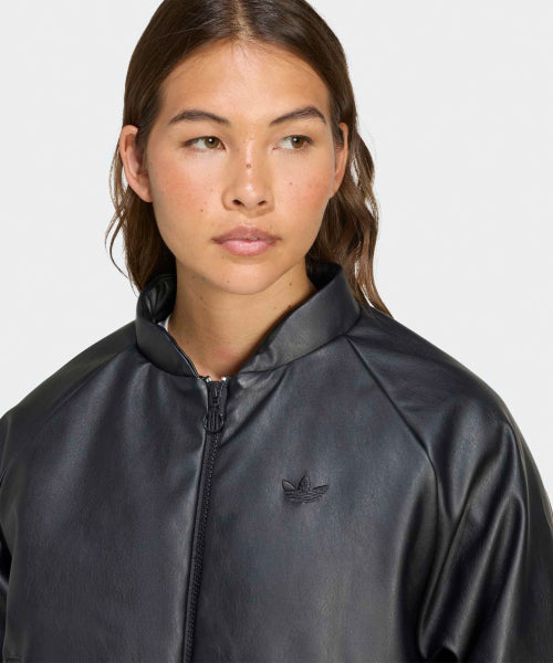 ADIDAS ADIDAS Faux Leather Bomber Jacket - Black