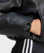 ADIDAS ADIDAS Faux Leather Bomber Jacket - Black