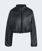 ADIDAS ADIDAS Faux Leather Bomber Jacket - Black