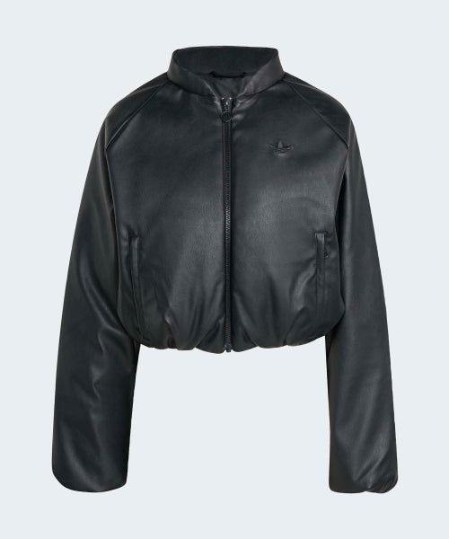 ADIDAS ADIDAS Faux Leather Bomber Jacket - Black