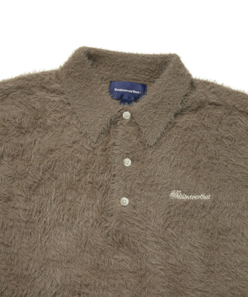 THISISNEVERTHAT THISISNEVERTHAT SCT-Logo Shaggy Knit Polo Mud
