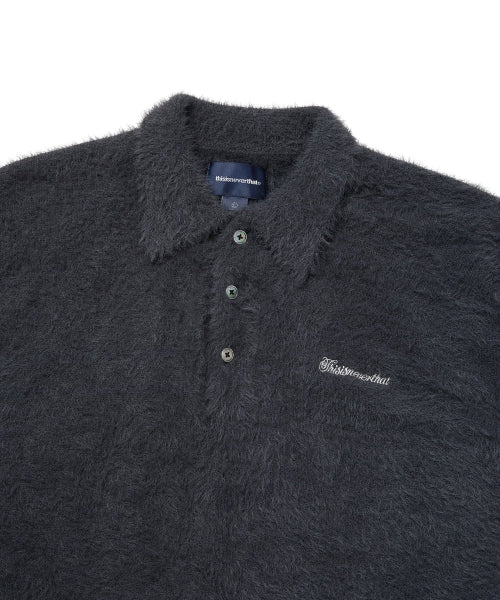 THISISNEVERTHAT THISISNEVERTHAT SCT-Logo Shaggy Knit Polo Charcoal