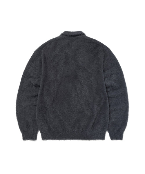 THISISNEVERTHAT THISISNEVERTHAT SCT-Logo Shaggy Knit Polo Charcoal