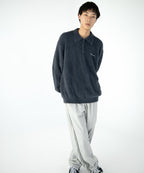 THISISNEVERTHAT THISISNEVERTHAT SCT-Logo Shaggy Knit Polo Charcoal