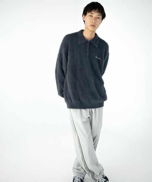 THISISNEVERTHAT THISISNEVERTHAT SCT-Logo Shaggy Knit Polo Charcoal