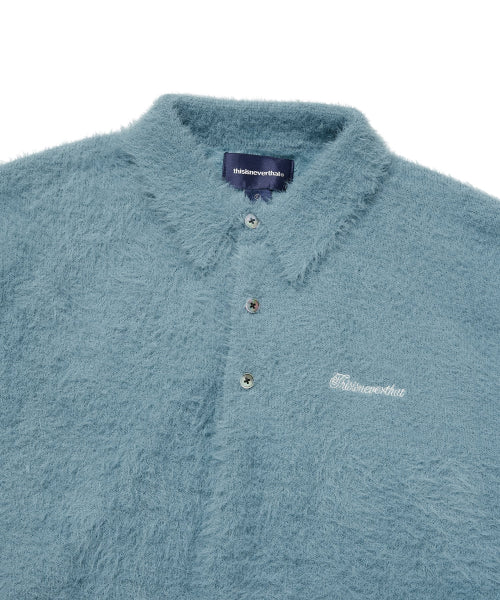 THISISNEVERTHAT THISISNEVERTHAT SCT-Logo Shaggy Knit Polo Light Blue