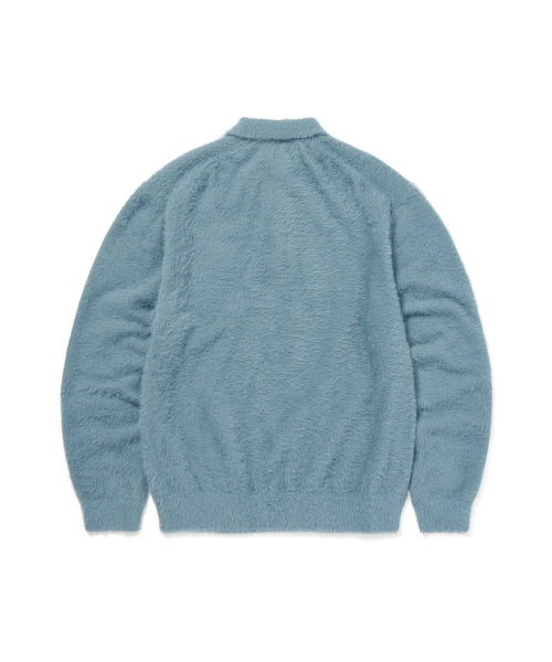 THISISNEVERTHAT THISISNEVERTHAT SCT-Logo Shaggy Knit Polo Light Blue