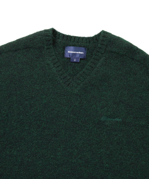 THISISNEVERTHAT THISISNEVERTHAT Brushed V Neck Knit Sweater Green