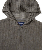 THISISNEVERTHAT THISISNEVERTHAT Crochet Knit Zip Up Hoodie Grey